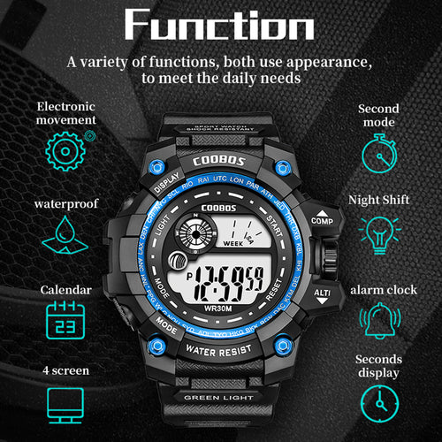 Coobos® Men's LED Luminous Digital Military Wristwatch