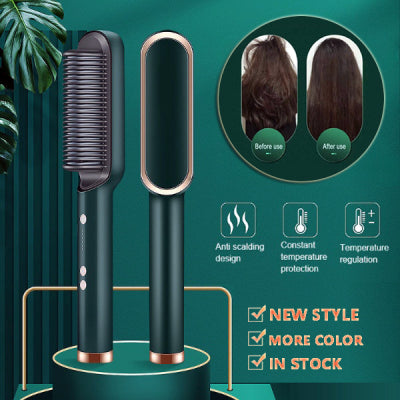 2 in 1 Electric Hair Straightening Brush & Curler