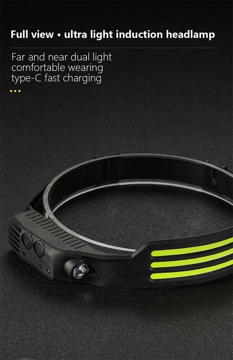 LED Induction Riding Headlamp USB Flashlight