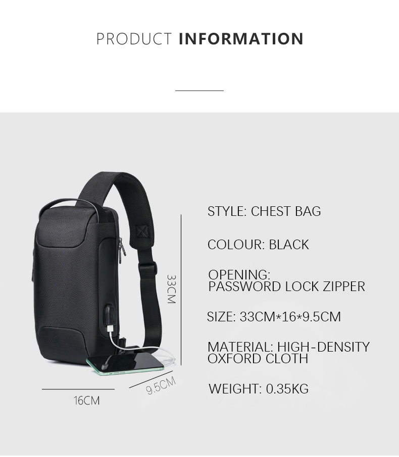 Men's Waterproof Oxford Crossbody Anti-theft Bag