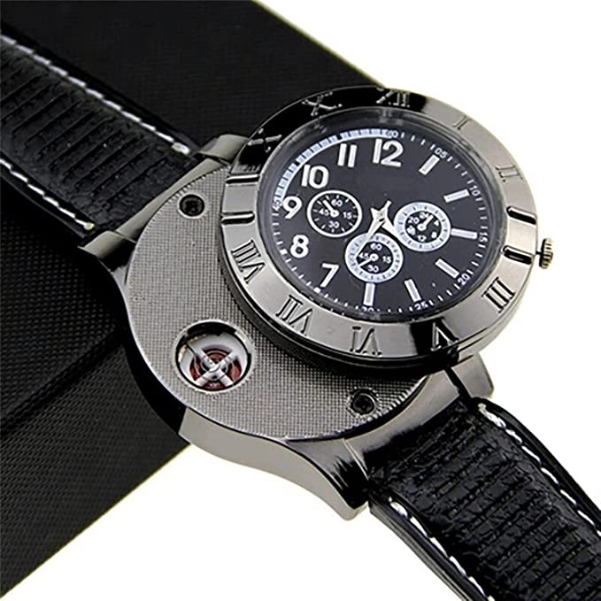 Windproof Quartz USB Cigarette Watch Lighter