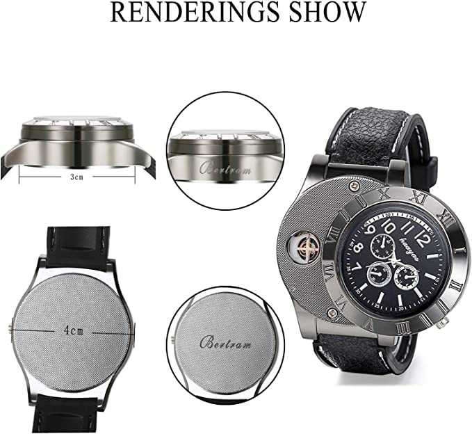 Windproof Quartz USB Cigarette Watch Lighter