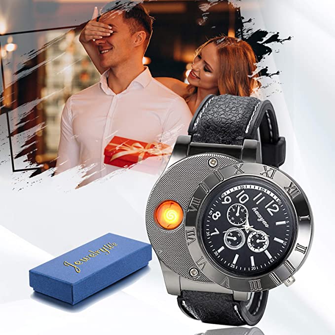 Windproof Quartz USB Cigarette Watch Lighter