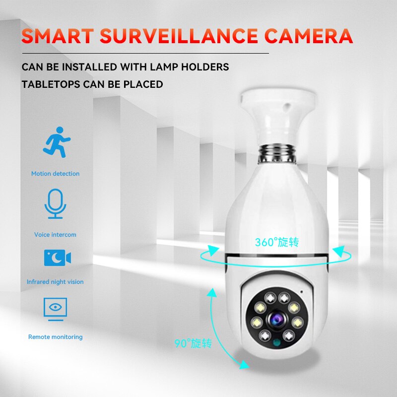 Light bulb security hidden camera 360°