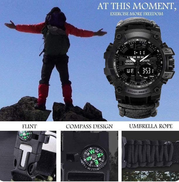 Military Survival Multi-Functional Digital Watch Compass