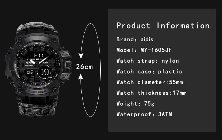 Military Survival Multi-Functional Digital Watch Compass