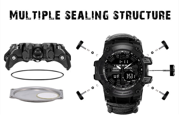 Military Survival Multi-Functional Digital Watch Compass