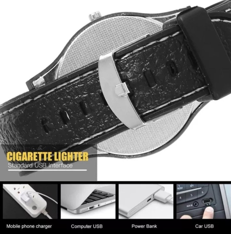 Windproof Quartz USB Cigarette Watch Lighter