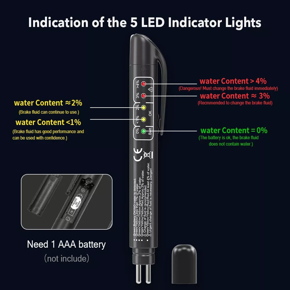 5 LED Indicator Car Brake Fluid Tester Pen