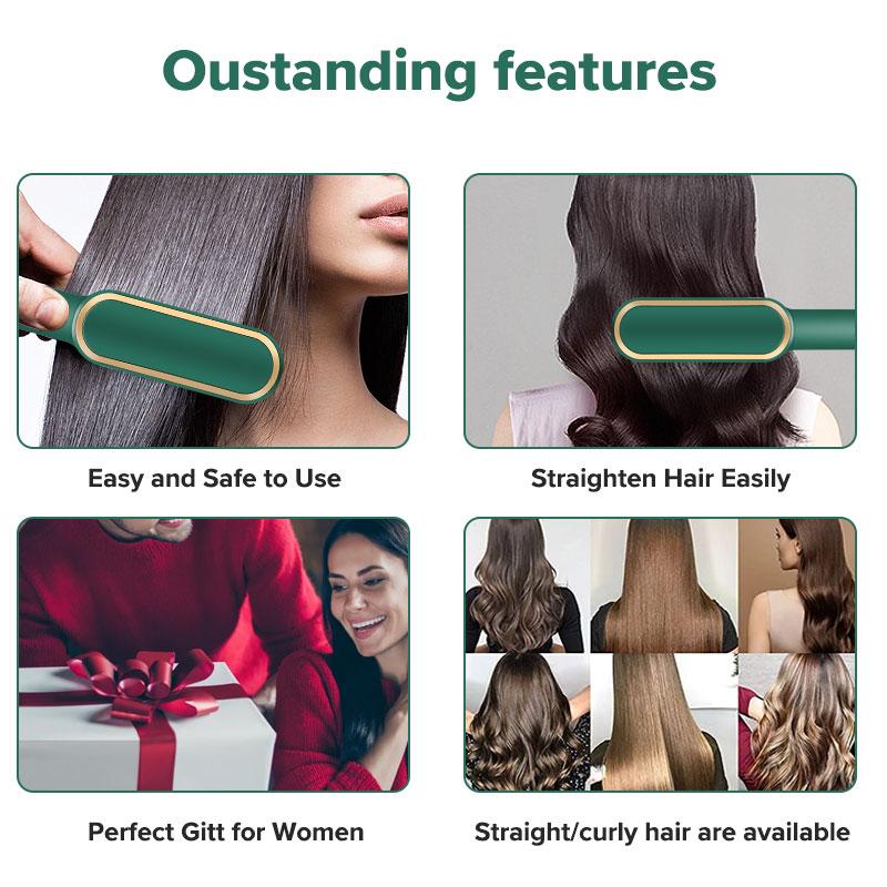 2 in 1 Electric Hair Straightening Brush & Curler