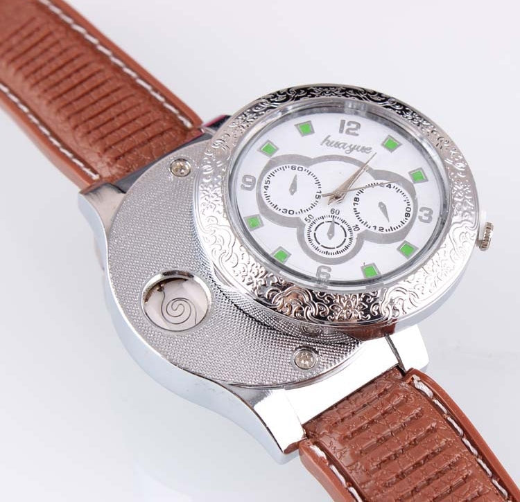 Windproof Quartz USB Cigarette Watch Lighter