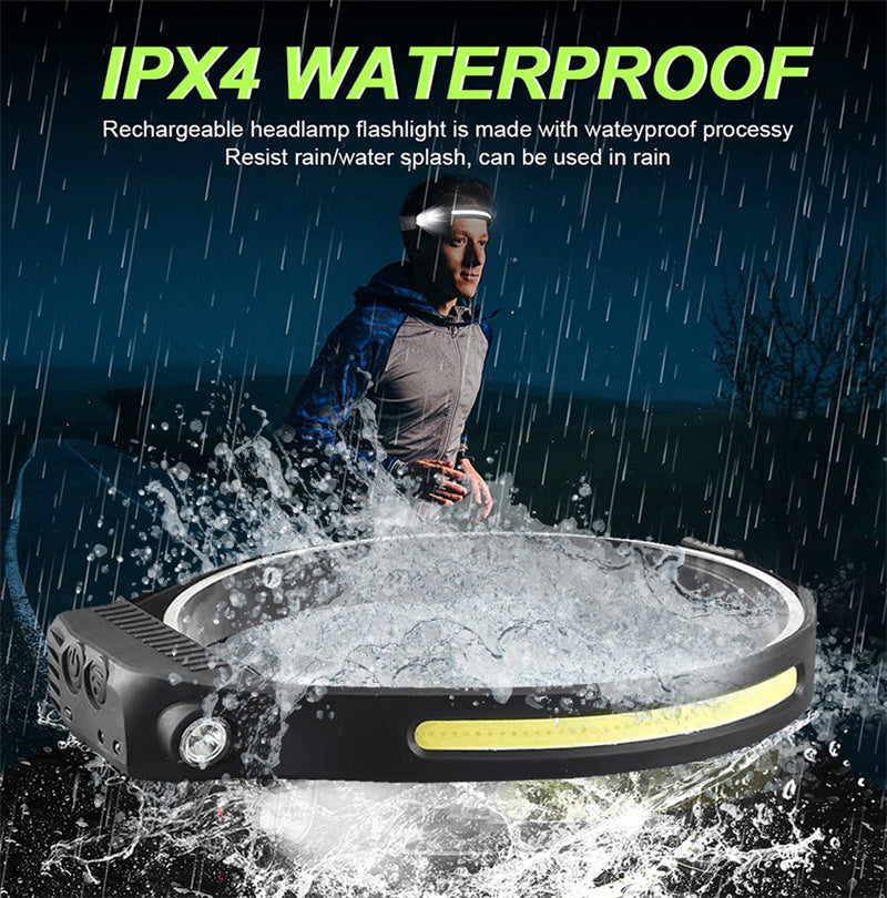 LED Induction Riding Headlamp USB Flashlight