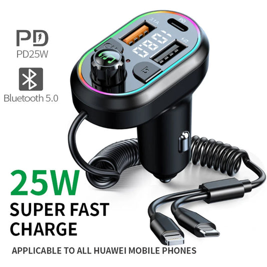Car Bluetooth 5.0 FM Transmitter & Wireless Audio Receiver