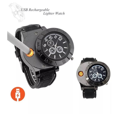 Windproof Quartz USB Cigarette Watch Lighter